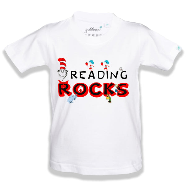 Gubbacci-India Kids Round Neck T-shirt 20 Reading Rocks, Kid's T-shirt - Teacher's Day T-shirt Collection Shop Reading Rocks Kid's T-shirt On Teacher's Day T-shirt Collection