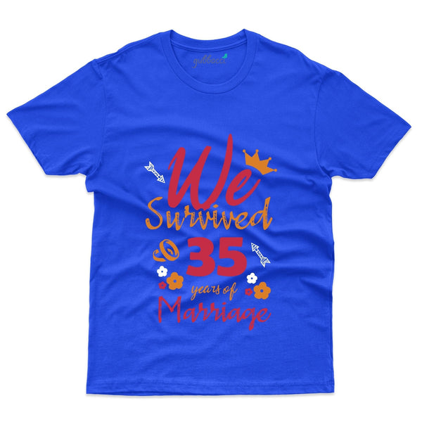 Royal Blue We Suvived 35 Years Of Marriage T-Shirt - 35th Anniversary Collection - Gubbacci-India